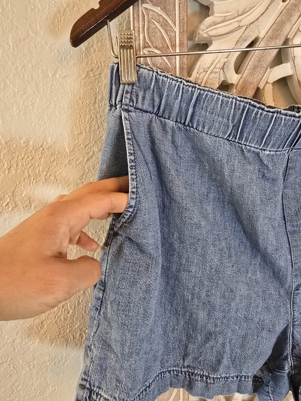 Madewell Shorts Women's M Pull On Elastic Waist Denim Jean 100% Cotton Pockets - Picture 4 of 9